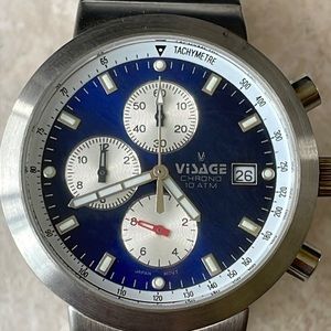 Visage men battery water resistant 10ATM chronograph stainless steel w/day